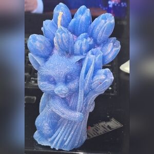 Blue Bunny Holding Tulips Scented Candle